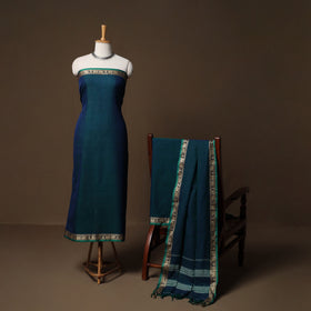 Dharwad Mercerised Cotton 3pc Unstitched Dress Material Suit Set with Woven Border 29