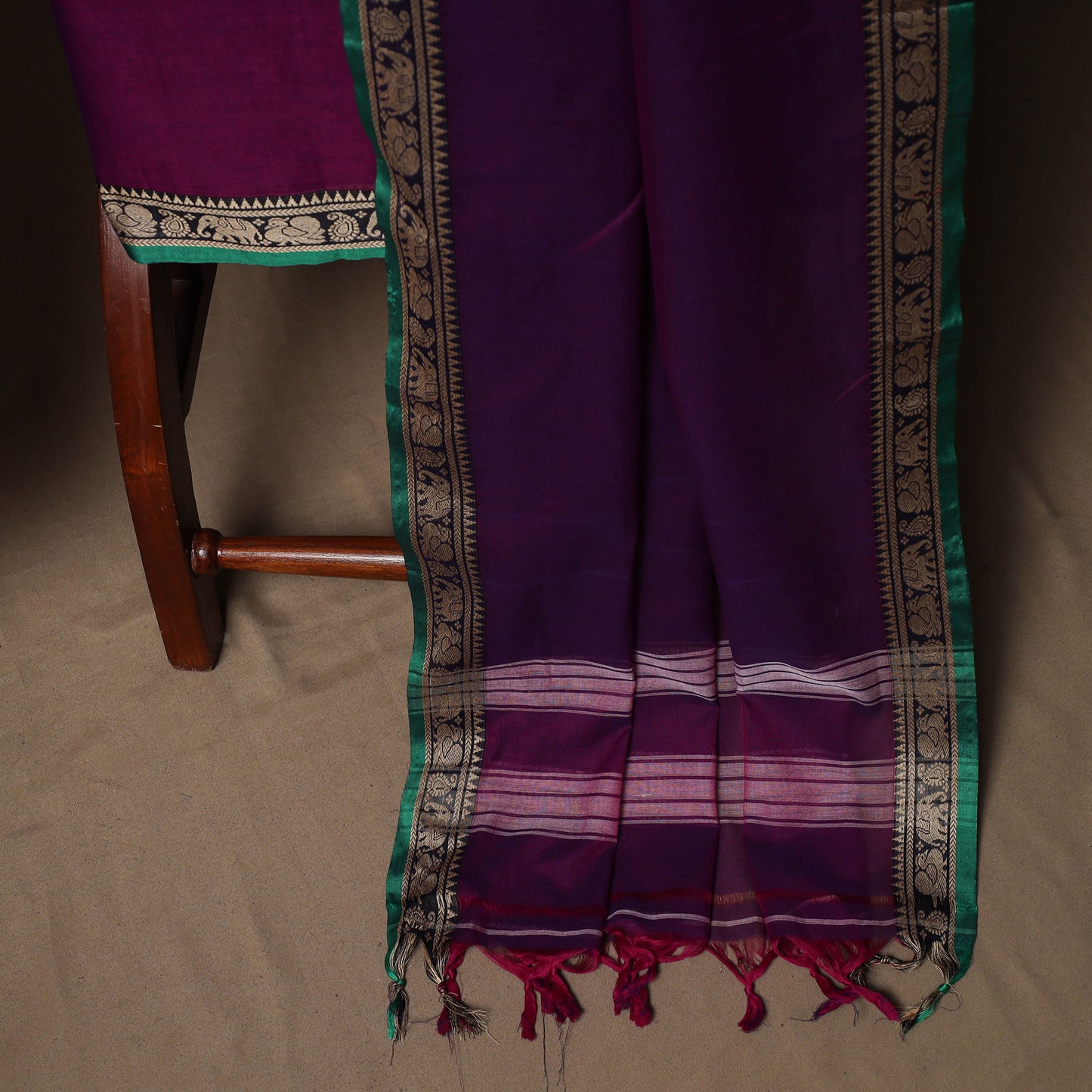 Dharwad Mercerised Cotton 3pc Unstitched Dress Material Suit Set with Woven Border 30