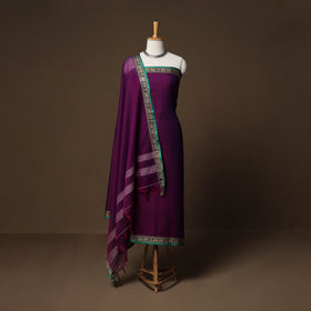 Dharwad Mercerised Cotton 3pc Unstitched Dress Material Suit Set with Woven Border 30