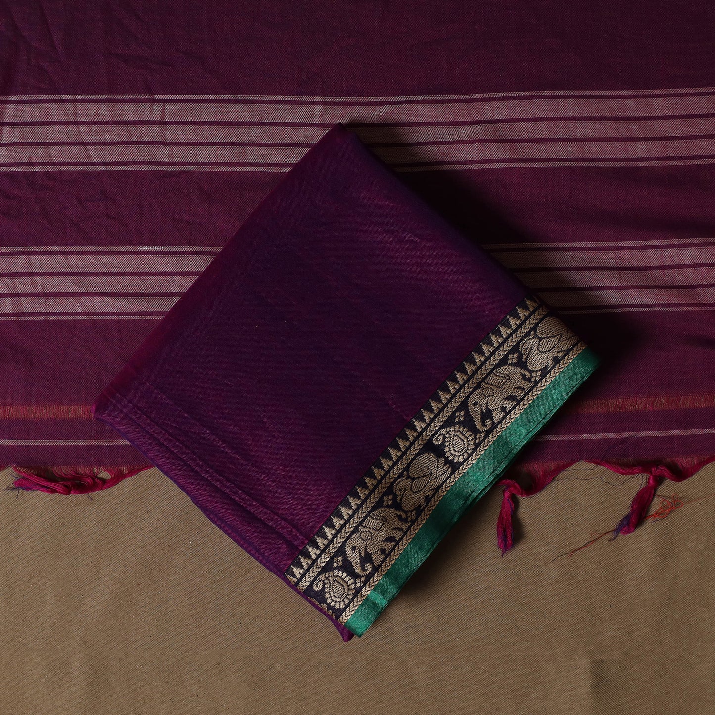 Dharwad Mercerised Cotton 3pc Unstitched Dress Material Suit Set with Woven Border 30