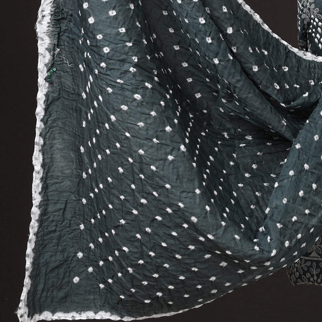 Black - 3pc Kutch Bandhani Tie-Dye Satin Cotton Suit Material Set 20