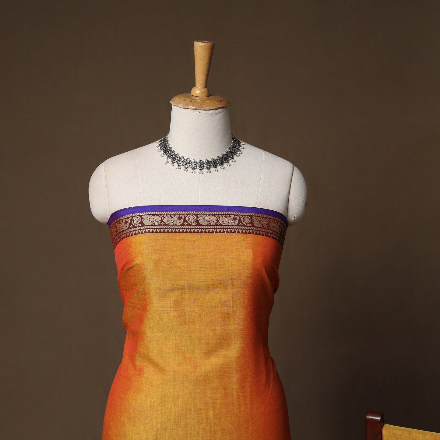 Dharwad Mercerised Cotton 3pc Unstitched Dress Material Suit Set with Woven Border 31