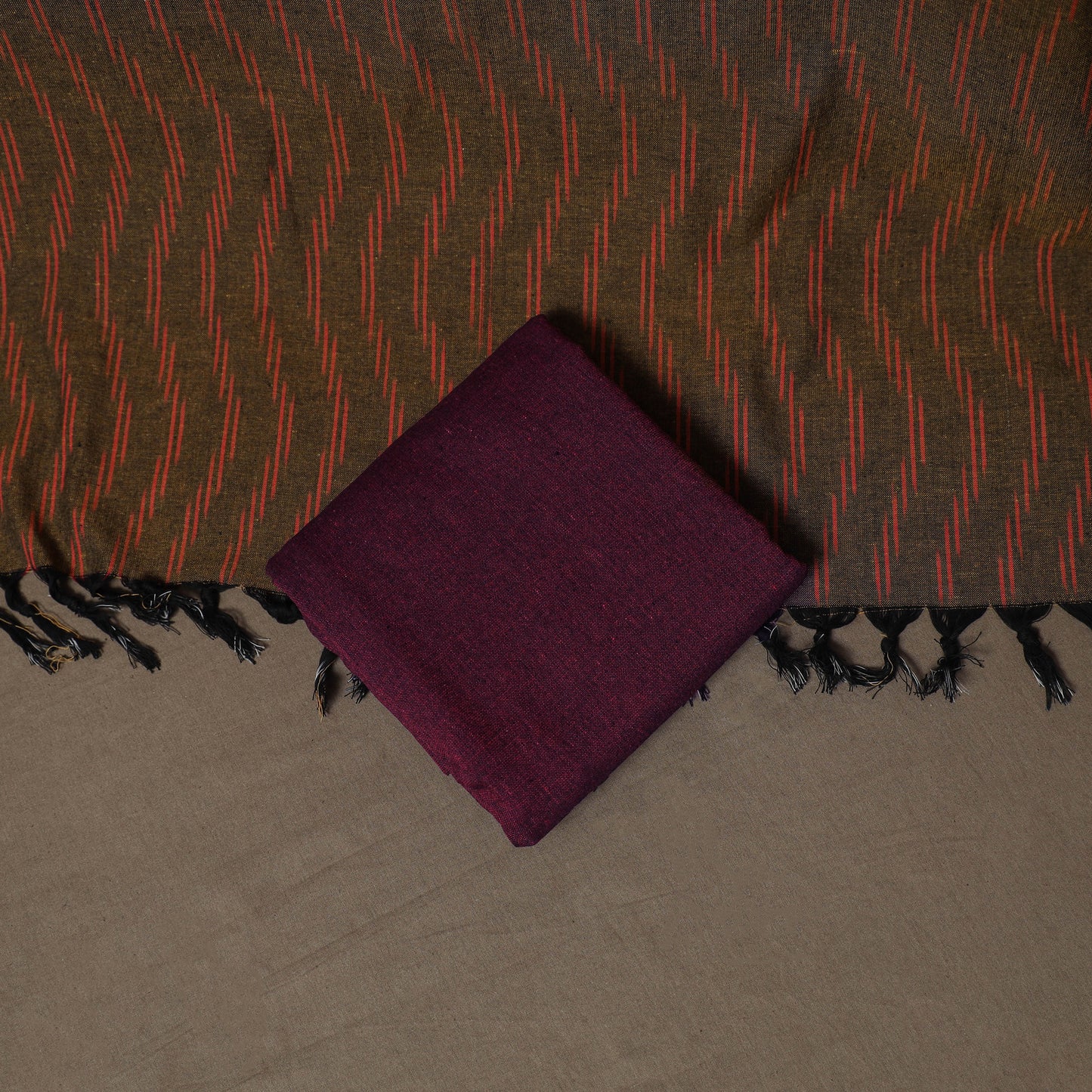 Pochampally Ikat Cotton 3pc Unstitched Dress Material Suit Set 03