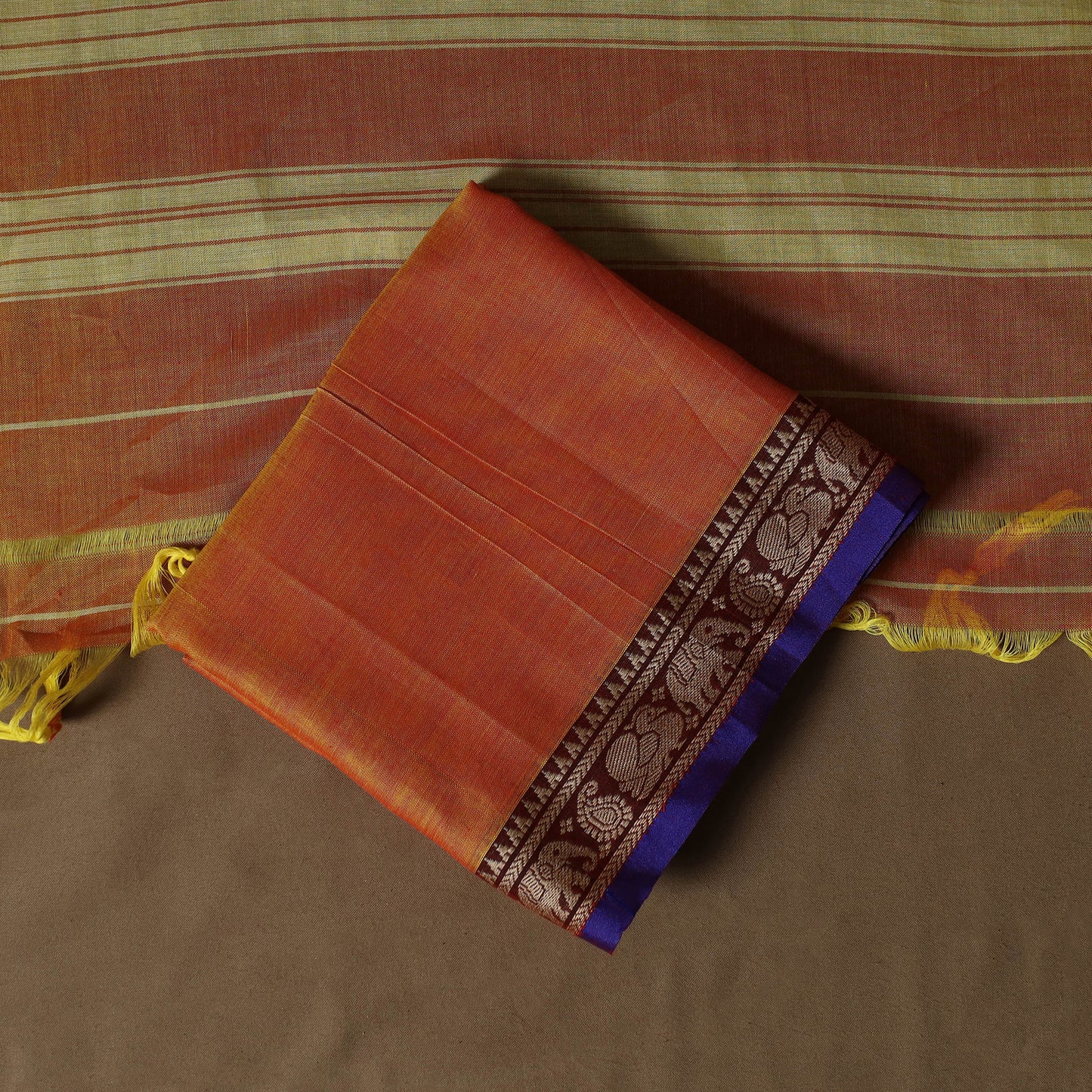 Dharwad Mercerised Cotton 3pc Unstitched Dress Material Suit Set with Woven Border 31