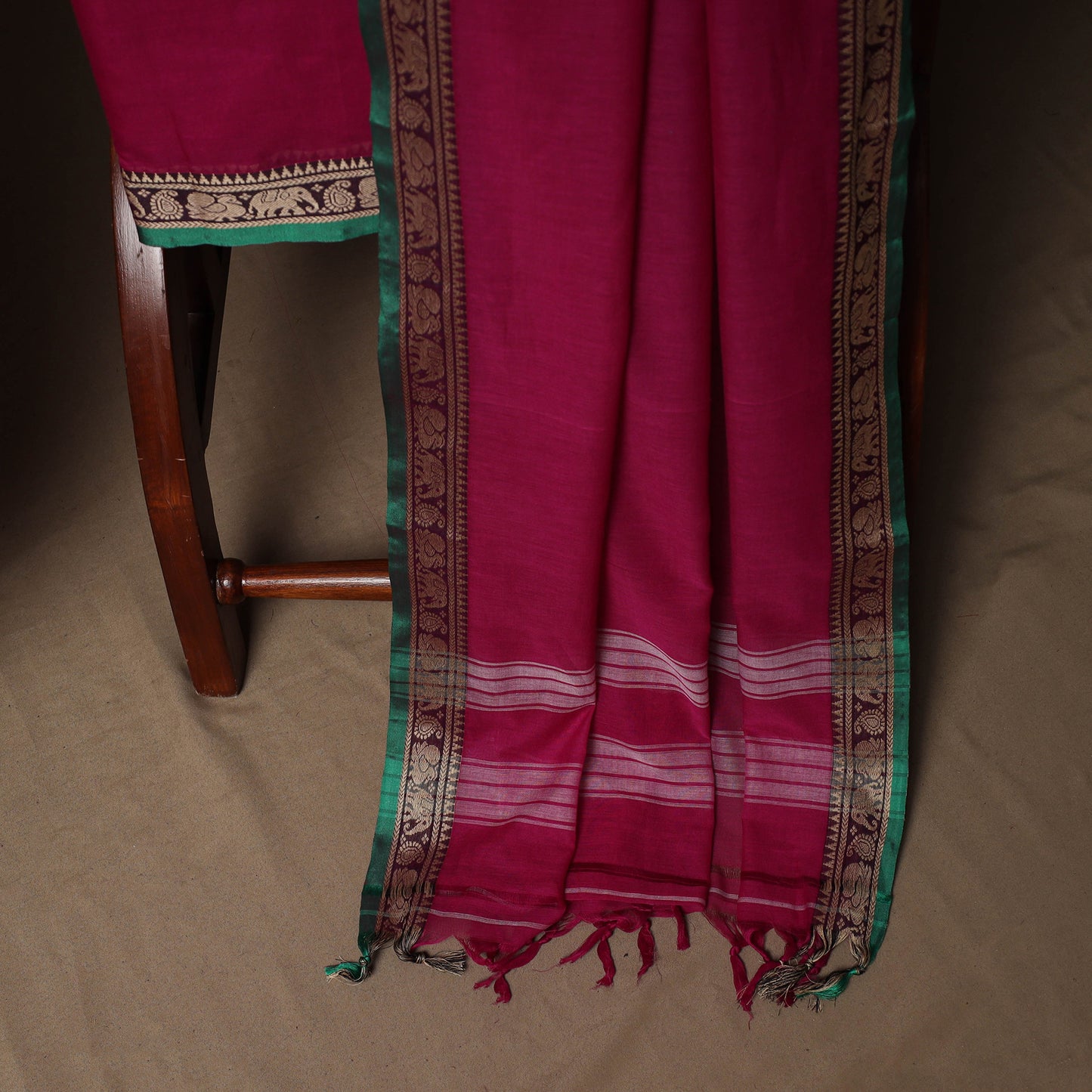 Dharwad Mercerised Cotton 3pc Unstitched Dress Material Suit Set with Woven Border 32