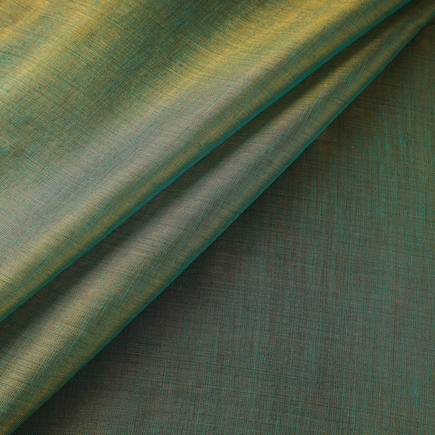 Green - Bengal Fine Tissue Zari Plain Fabric 02