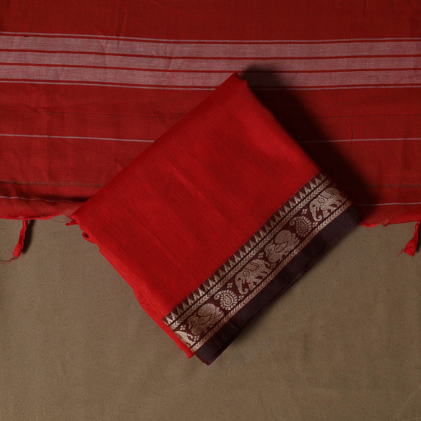 Dharwad Mercerised Cotton 3pc Unstitched Dress Material Suit Set with Woven Border 33