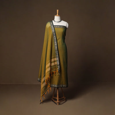 Dharwad Mercerised Cotton 3pc Unstitched Dress Material Suit Set with Woven Border 34