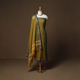Dharwad Mercerised Cotton 3pc Unstitched Dress Material Suit Set with Woven Border 34