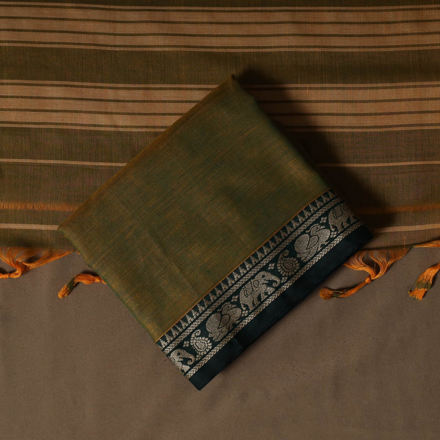 Dharwad Mercerised Cotton 3pc Unstitched Dress Material Suit Set with Woven Border 34