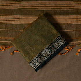 Dharwad Mercerised Cotton 3pc Unstitched Dress Material Suit Set with Woven Border 34