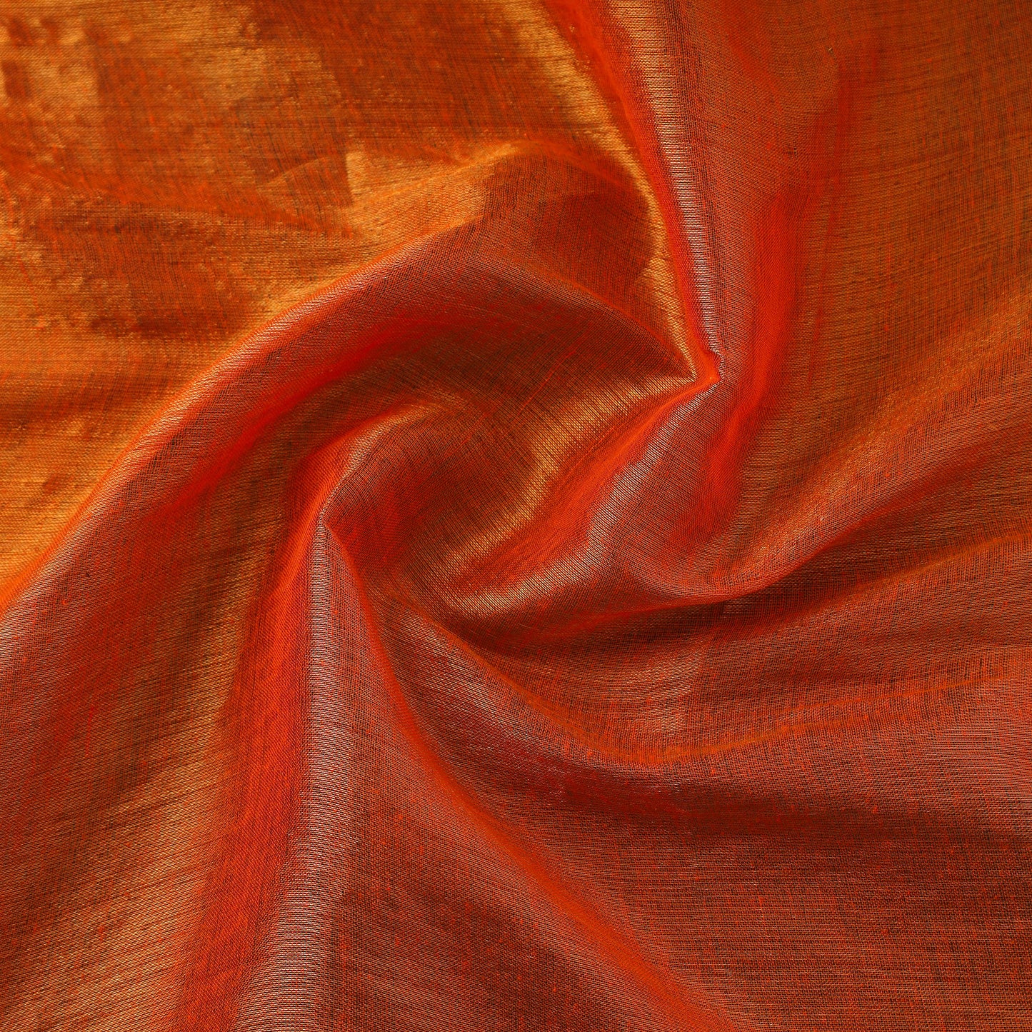 Orange - Bengal Fine Tissue Zari Plain Fabric 05