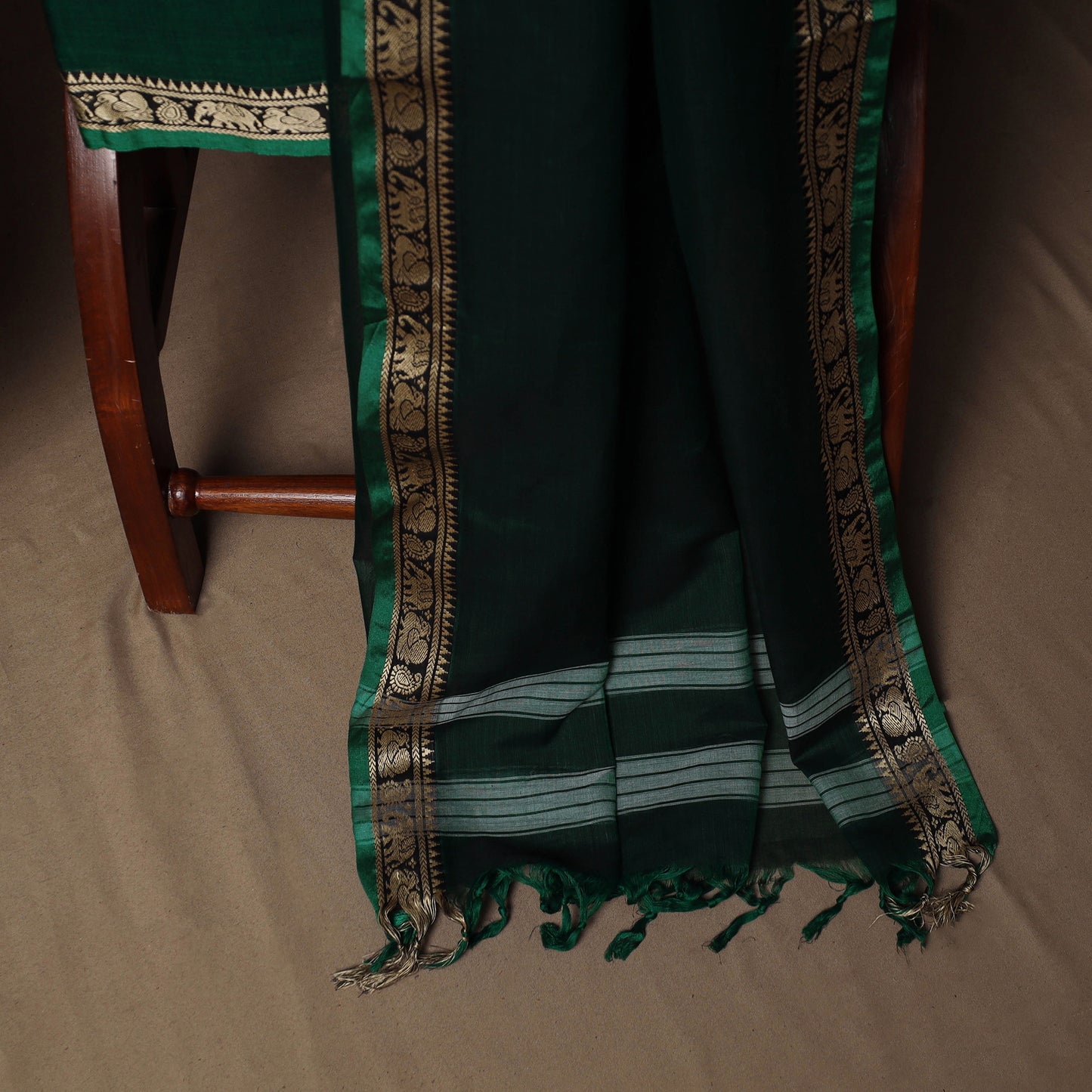 Dharwad Mercerised Cotton 3pc Unstitched Dress Material Suit Set with Woven Border 35