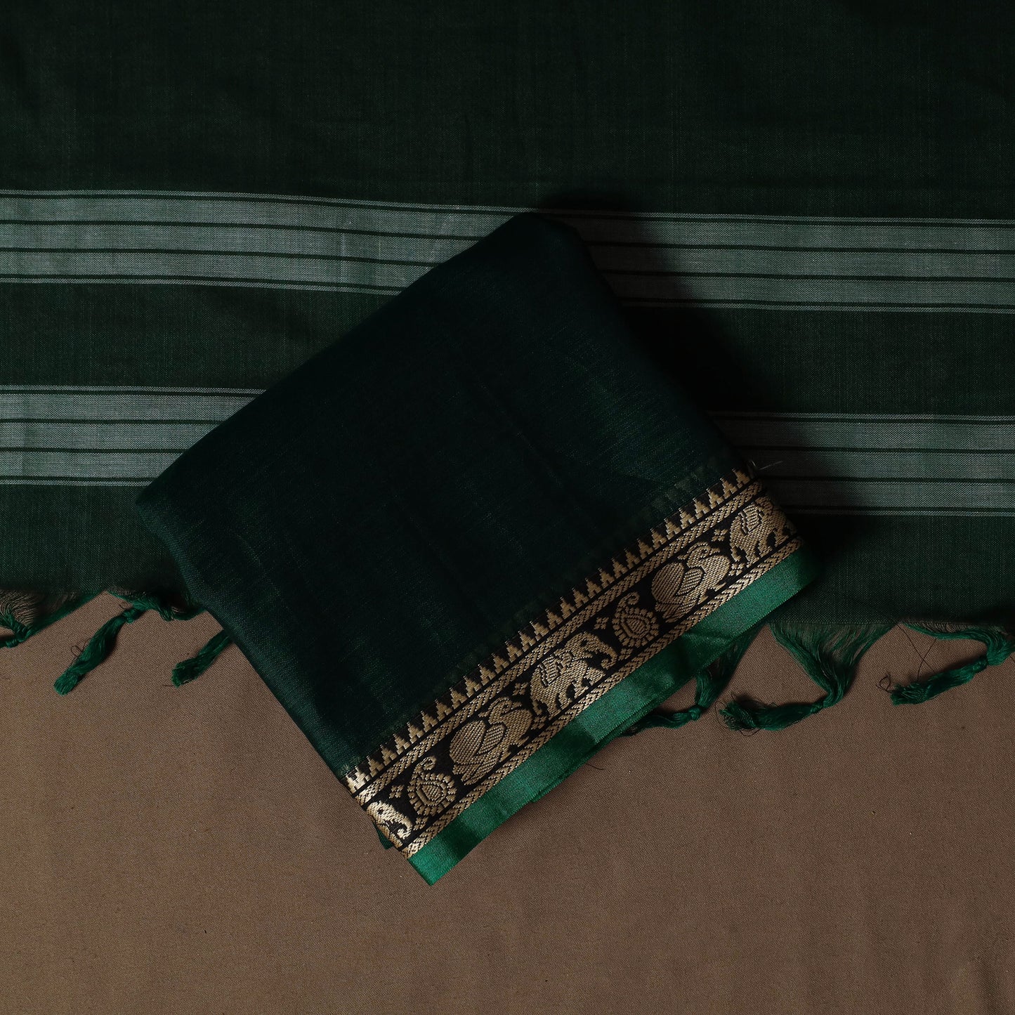 Dharwad Mercerised Cotton 3pc Unstitched Dress Material Suit Set with Woven Border 35