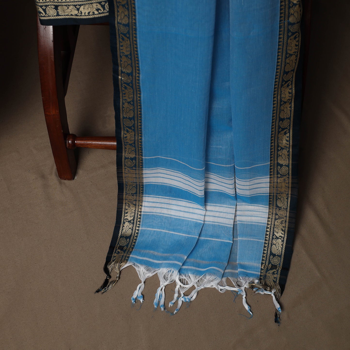 Dharwad Mercerised Cotton 3pc Unstitched Dress Material Suit Set with Woven Border 36