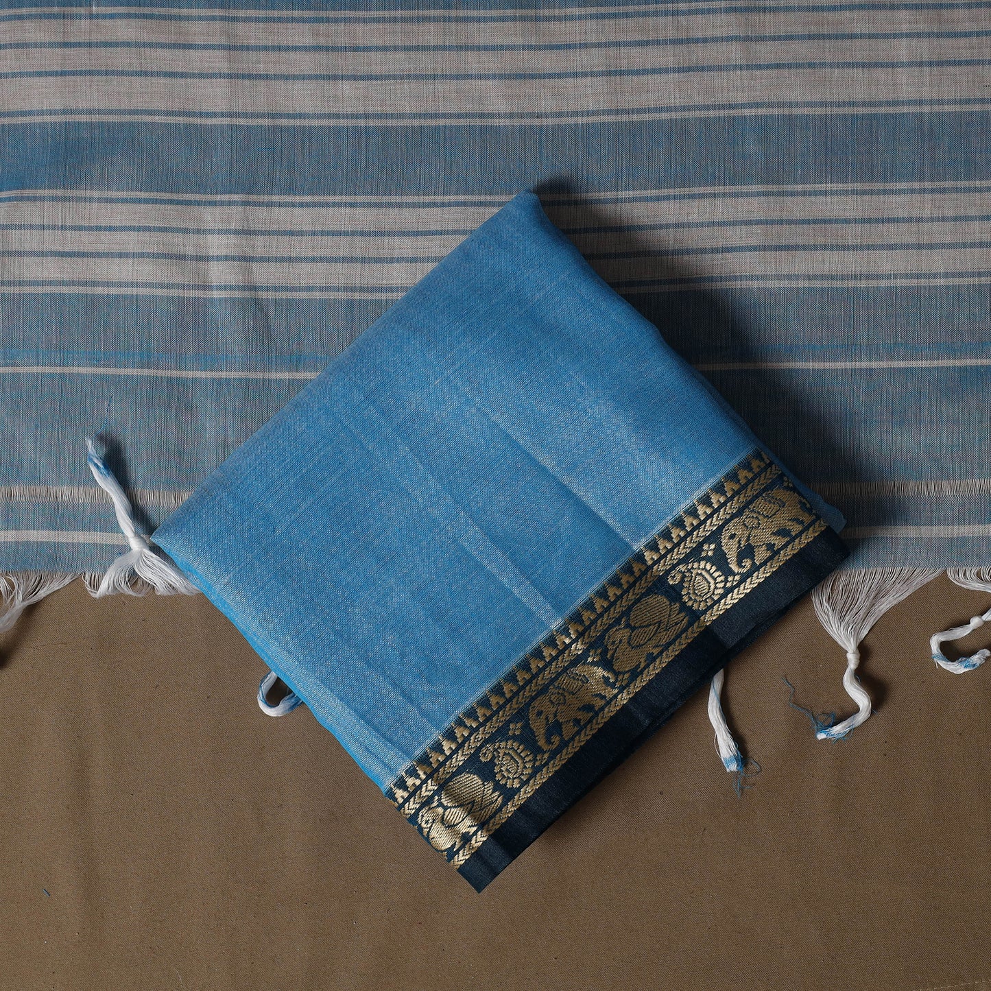 Dharwad Mercerised Cotton 3pc Unstitched Dress Material Suit Set with Woven Border 36
