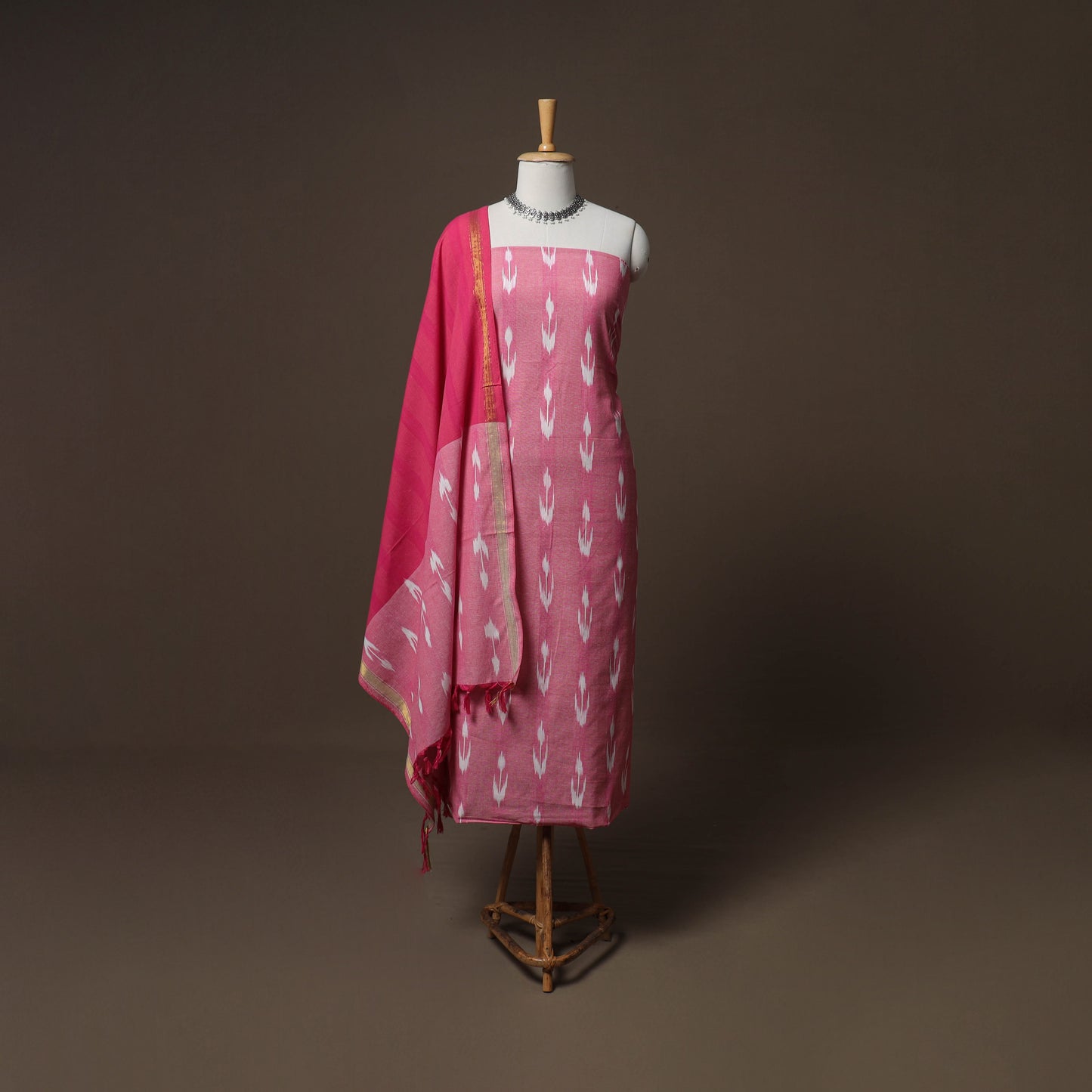 Pochampally Ikat Cotton 3pc Unstitched Dress Material Suit Set 08