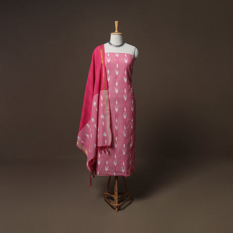 Pochampally Ikat Cotton 3pc Unstitched Dress Material Suit Set 08