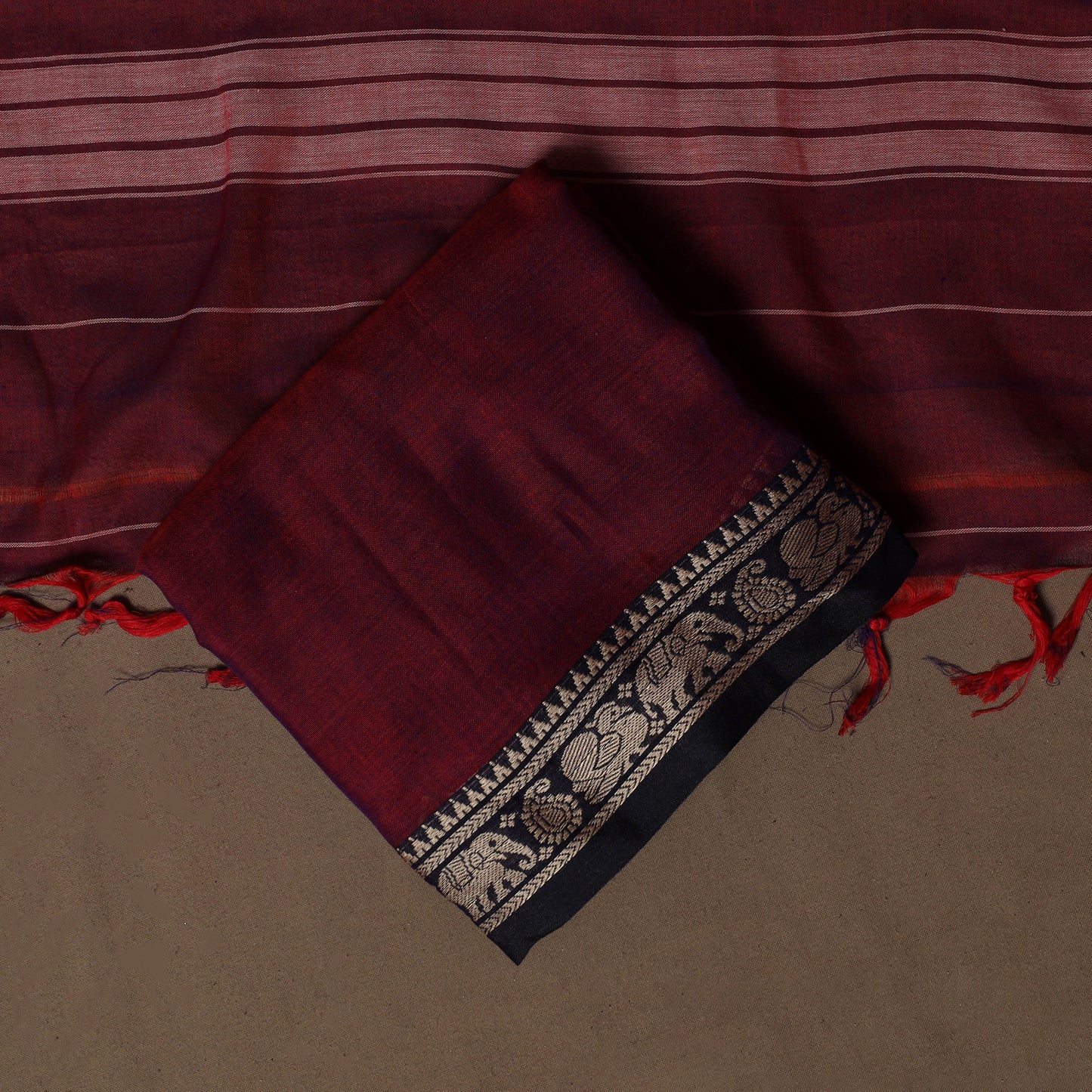 Dharwad Mercerised Cotton 3pc Unstitched Dress Material Suit Set with Woven Border 37