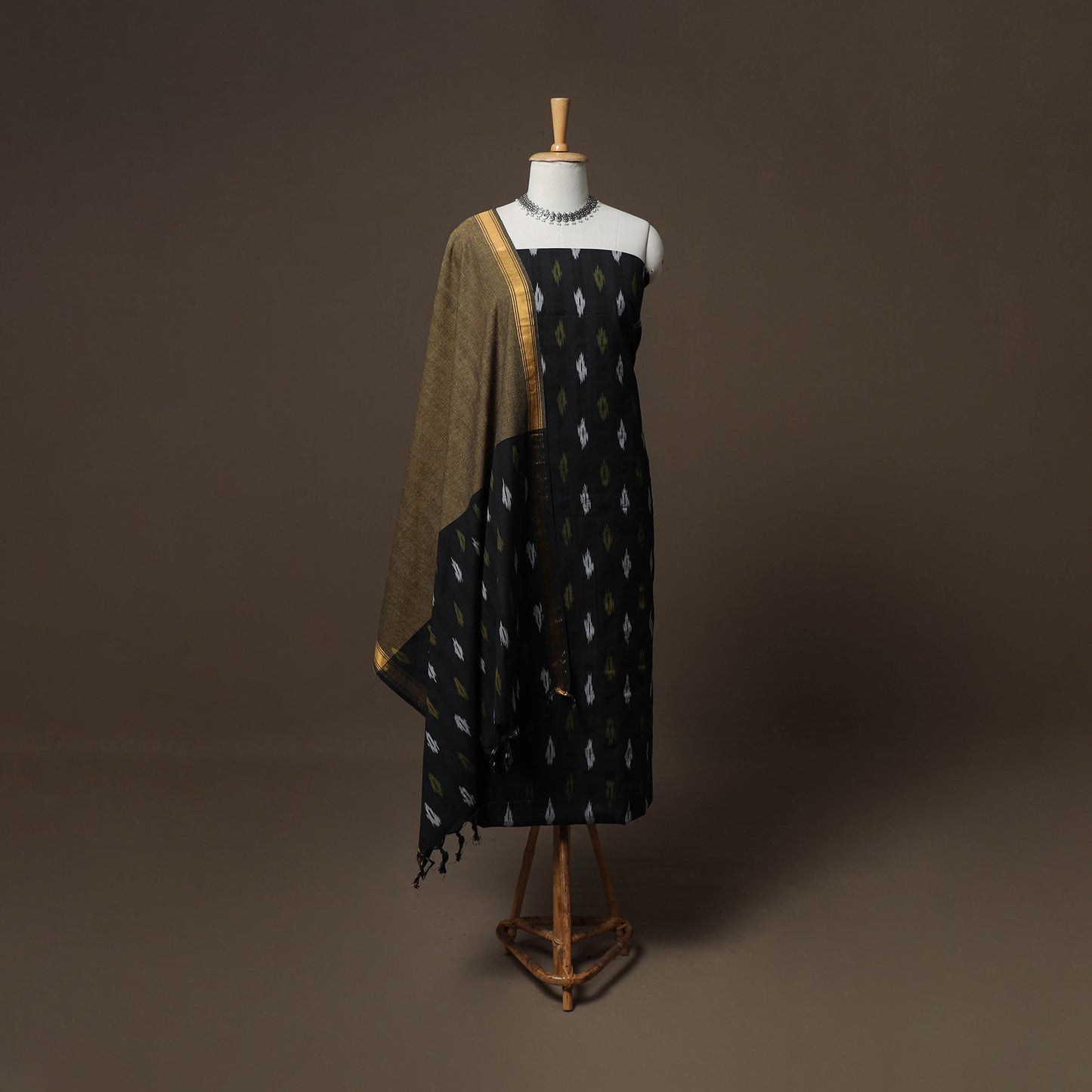Pochampally Ikat Cotton 3pc Unstitched Dress Material Suit Set 09