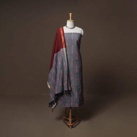 Pochampally Ikat Cotton 3pc Unstitched Dress Material Suit Se  10