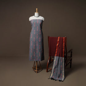 Pochampally Ikat Cotton 3pc Unstitched Dress Material Suit Set 10