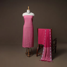Pochampally Ikat Cotton 3pc Unstitched Dress Material Suit Set 11