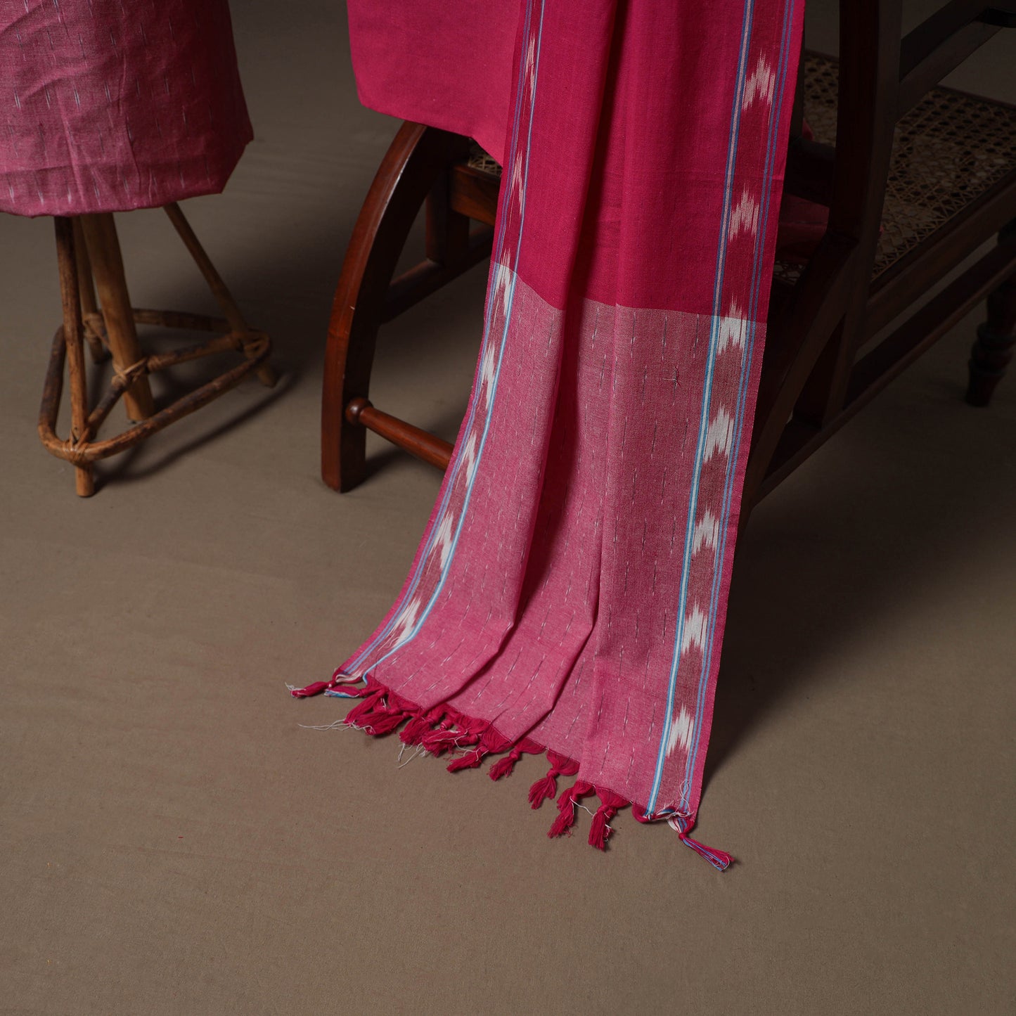 Pochampally Ikat Cotton 3pc Unstitched Dress Material Suit Set 11