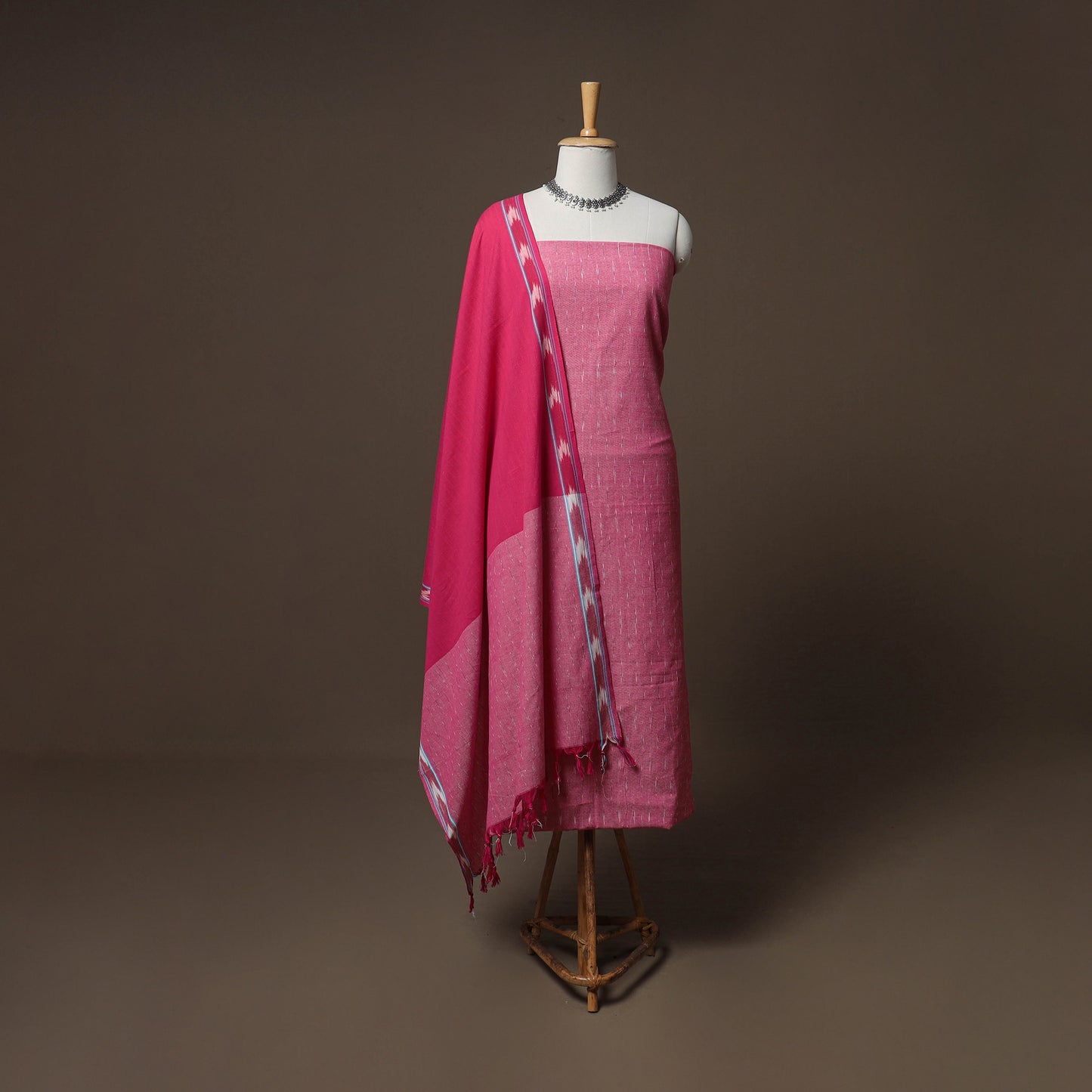 Pochampally Ikat Cotton 3pc Unstitched Dress Material Suit Set 11