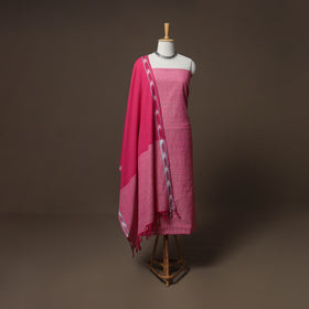 Pochampally Ikat Cotton 3pc Unstitched Dress Material Suit Set 11