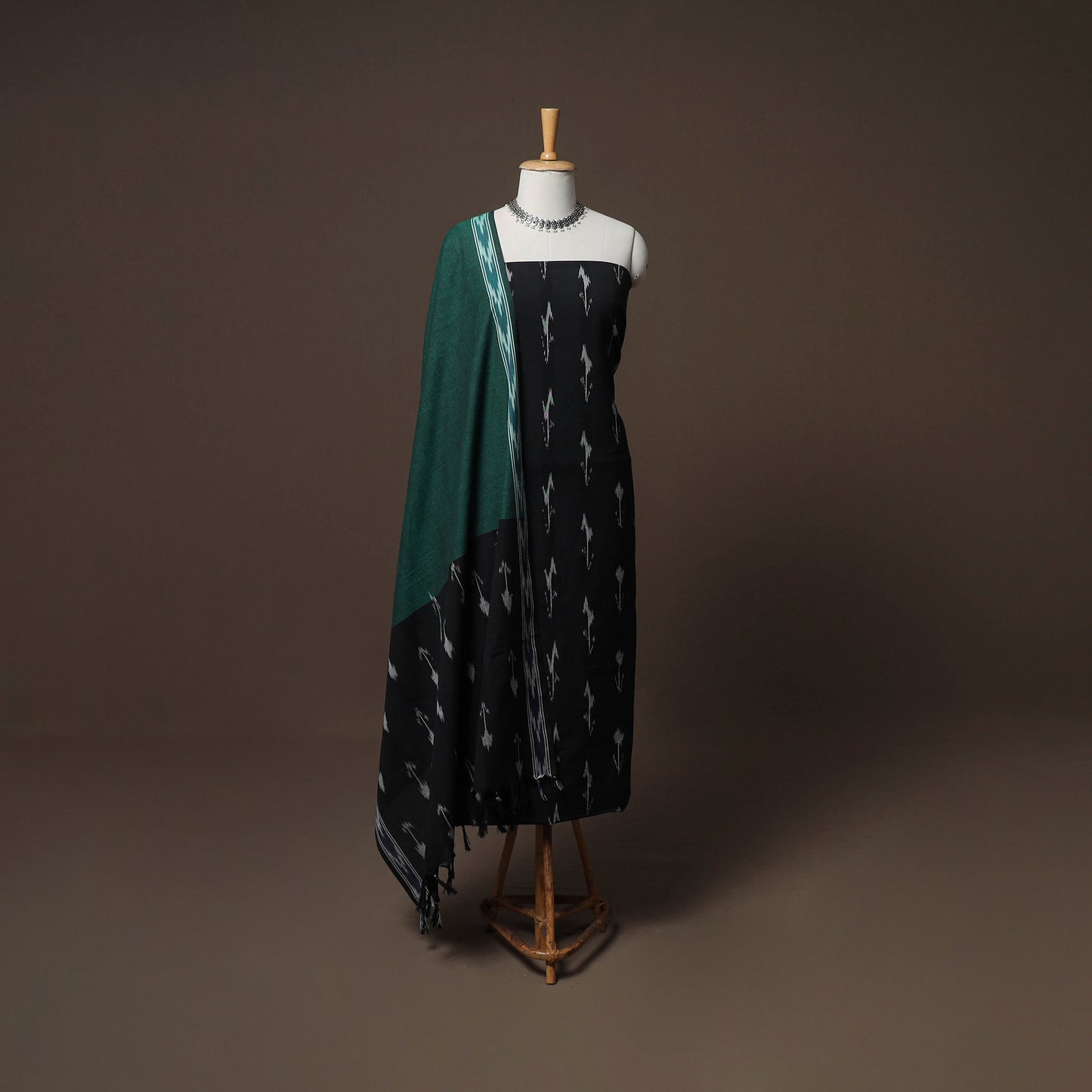 Pochampally Ikat Cotton 3pc Unstitched Dress Material Suit Set 12