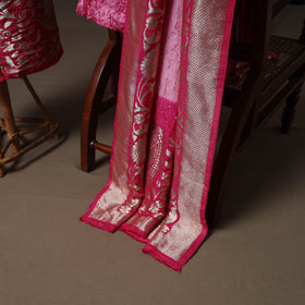 Bandhani Modal Silk Nakshi Zari Work Unstitched Dress Material Set: Kurta,Bottom & Dupatta 02