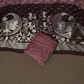 Bandhani Modal Silk Nakshi Zari Work Unstitched Dress Material Set: Kurta,Bottom & Dupatta 04
