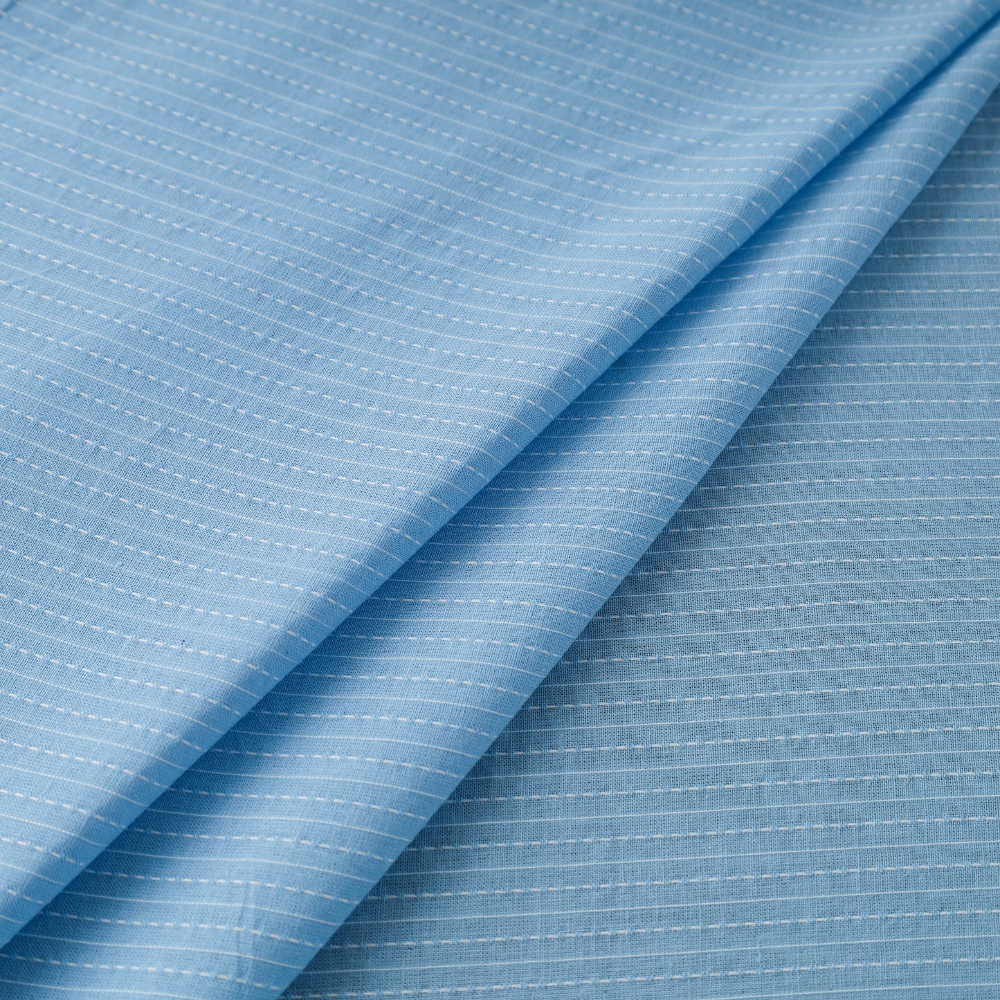 Grey - Powder Blue - Prewashed Running Stitch Plain Cotton Fabric 26