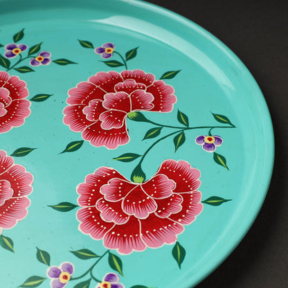 Floral Handpainted Enamelware Stainless Steel Plate