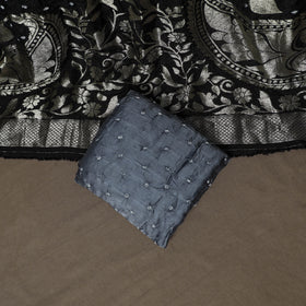 Bandhani Modal Silk Nakshi Zari Work Unstitched Dress Material Set: Kurta,Bottom & Dupatta 06