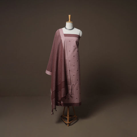 Pink - jacquard cotton 3pc unstitched dress material suit