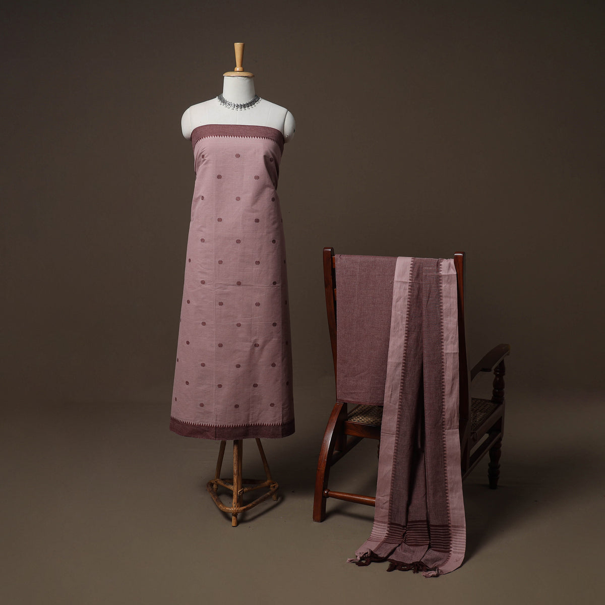 Pink - jacquard cotton 3pc unstitched dress material suit