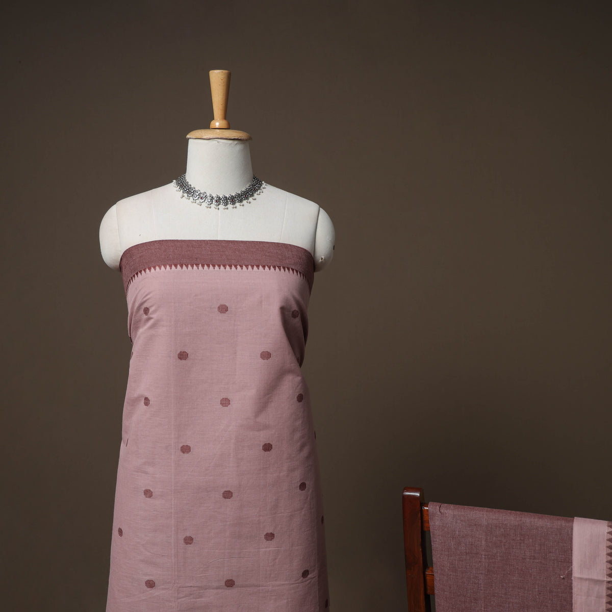 Pink - jacquard cotton 3pc unstitched dress material suit