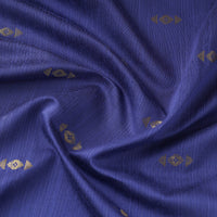 Blue - Zari Buti Spun Dupion Viscose Silk Plain Fabric 03