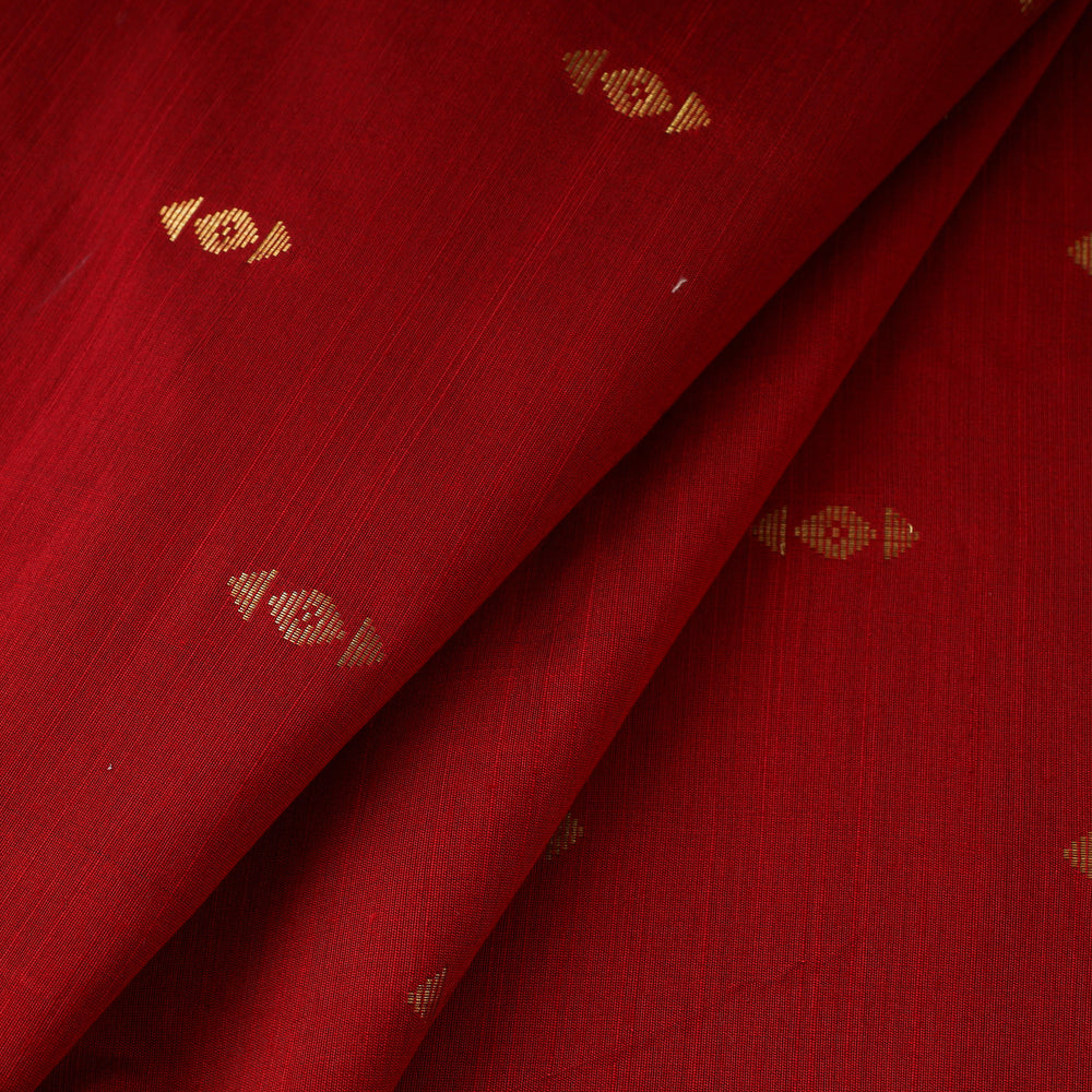 Red - Zari Buti Spun Dupion Viscose Silk Plain Fabric 04