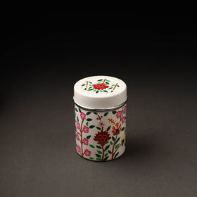 Floral White Handpainted Enamelware Stainless Steel Container