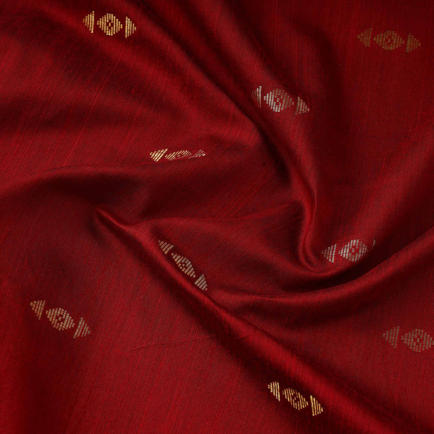 Red - Zari Buti Spun Dupion Viscose Silk Plain Fabric 04