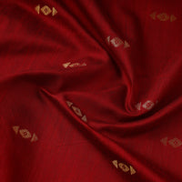 Red - Zari Buti Spun Dupion Viscose Silk Plain Fabric 04