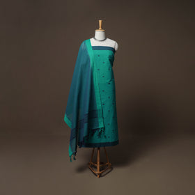 Green - jacquard cotton 3pc unstitched dress material suit