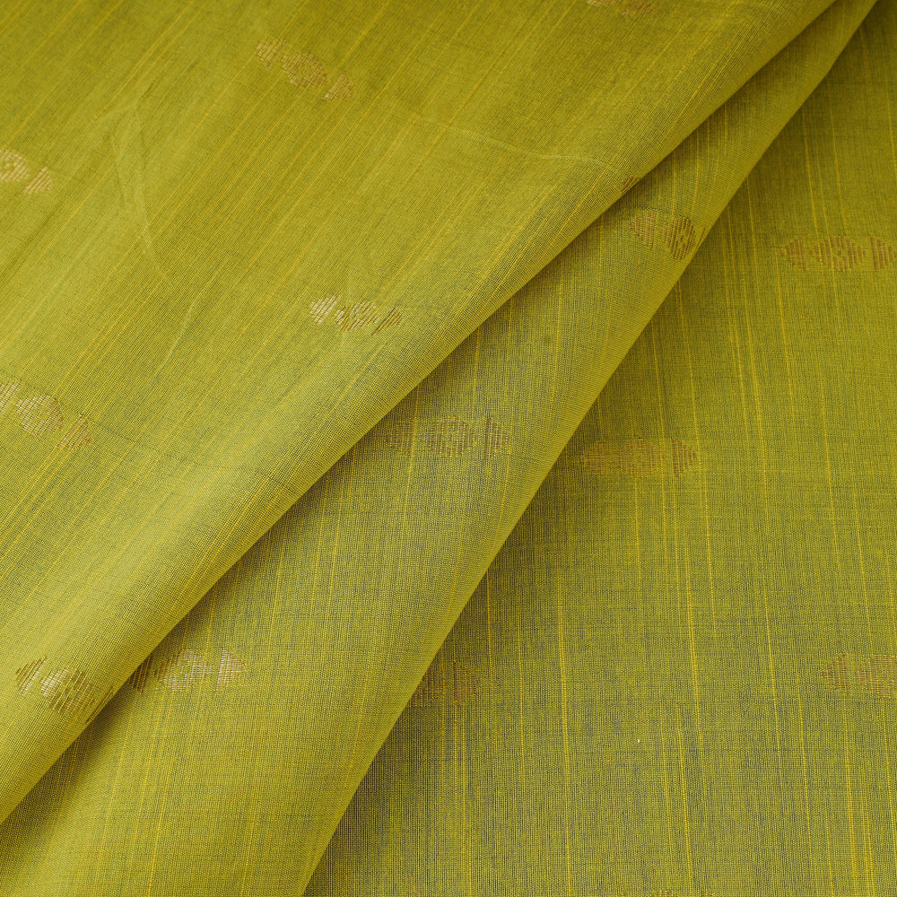 Green - Zari Buti Spun Dupion Viscose Silk Plain Fabric 08