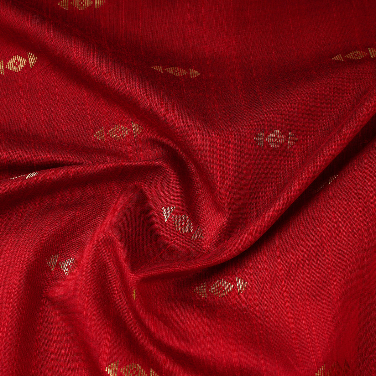 Red - Zari Buti Spun Dupion Viscose Silk Plain Fabric 10