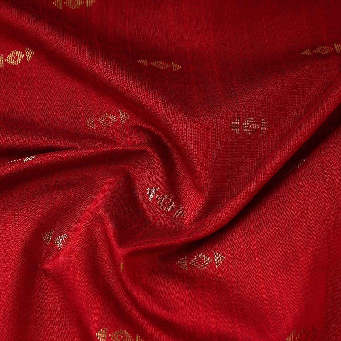 Red - Zari Buti Spun Dupion Viscose Silk Plain Fabric 10