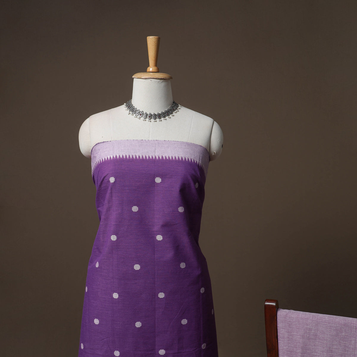 Purple - jacquard cotton 3pc unstitched dress material suit
