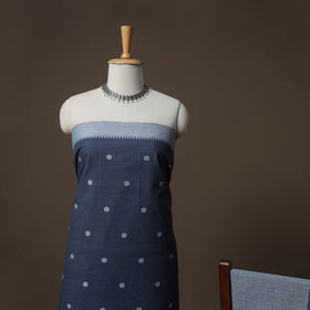 Blue - jacquard cotton 3pc unstitched dress material suit
